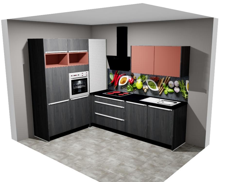 Eckküche Plan/Win 188x290 cm Schwarz Modern - Schwarz, MODERN (188/290cm) - Express