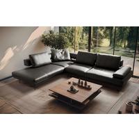 Ecksofa Como Echtleder Anthrazit 237x306 - Anthrazit/Schwarz, Design, Leder (237/306cm) - Livetastic