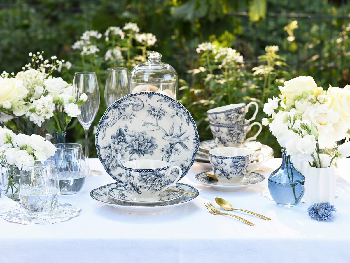 KAFFEESERVICE Weiß, Blau, 12--Teilig. - Blau/Weiß, Basics, Keramik - Creatable