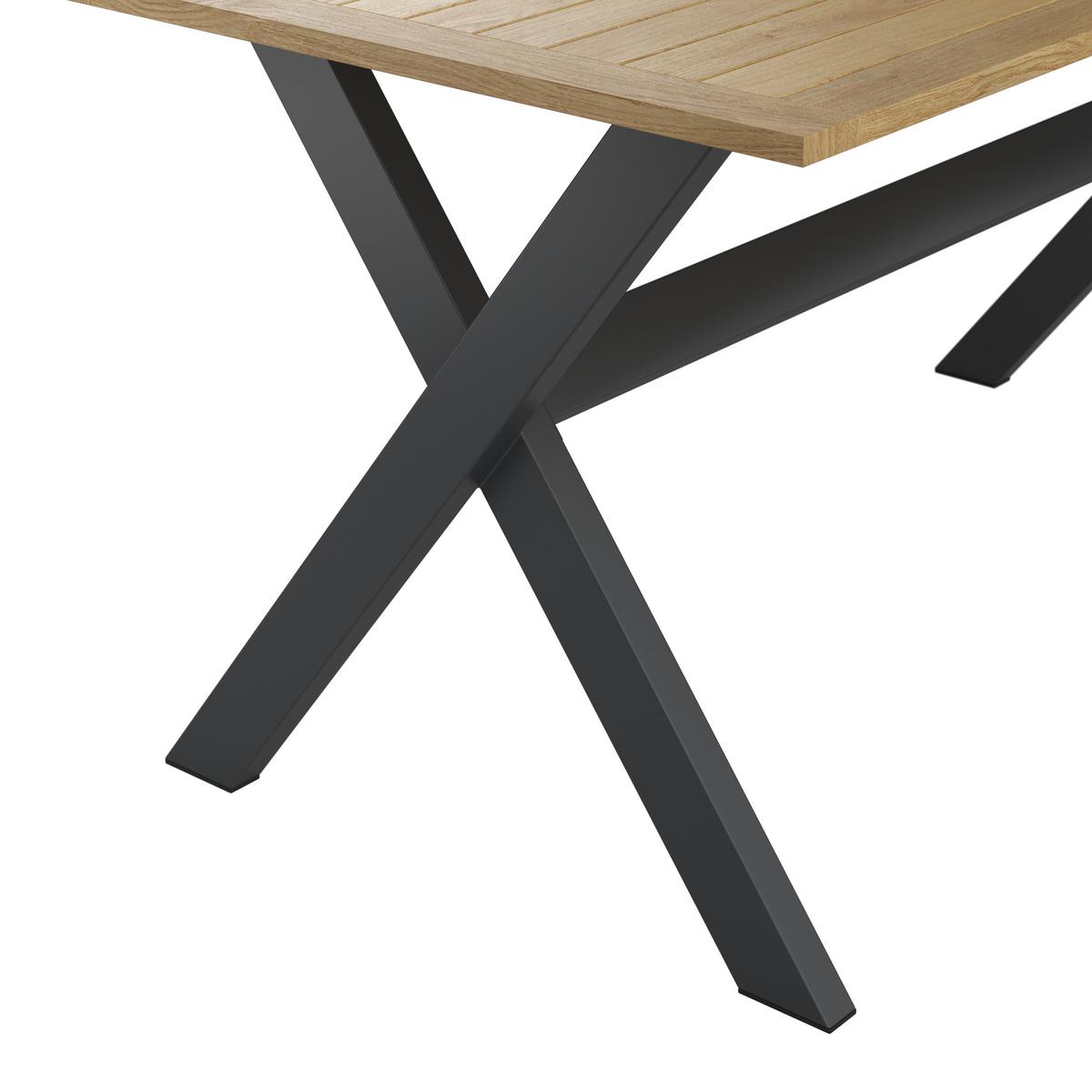 Terasová záhradní souprava MELINA - světle šedá/tmavě šedá, Moderní, kov/dřevo (272/79/84cm) - Bessagi Garden