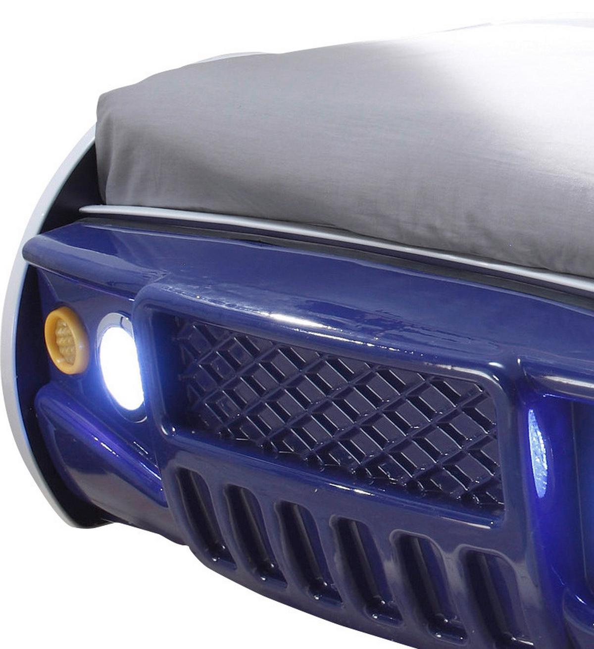 Autobett Energy Rennwagen 90x200 cm Blau + Beleuchtung - Blau, Basics, Holzwerkstoff (90/200cm)