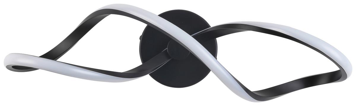 Led-deckenleuchte Sabella L: 50 Cm, Geschwungen - Schwarz, MODERN, Kunststoff/Metall (50/12/16,5cm) - Luca Bessoni