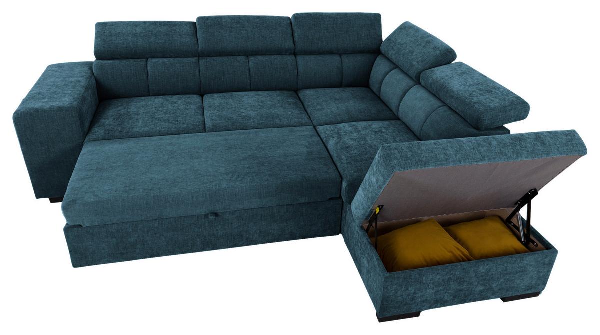 Ecksofa Sirius L blau, 267x218cm - Blau/Eichefarben, KONVENTIONELL, Holz/Holzwerkstoff (267/218cm)