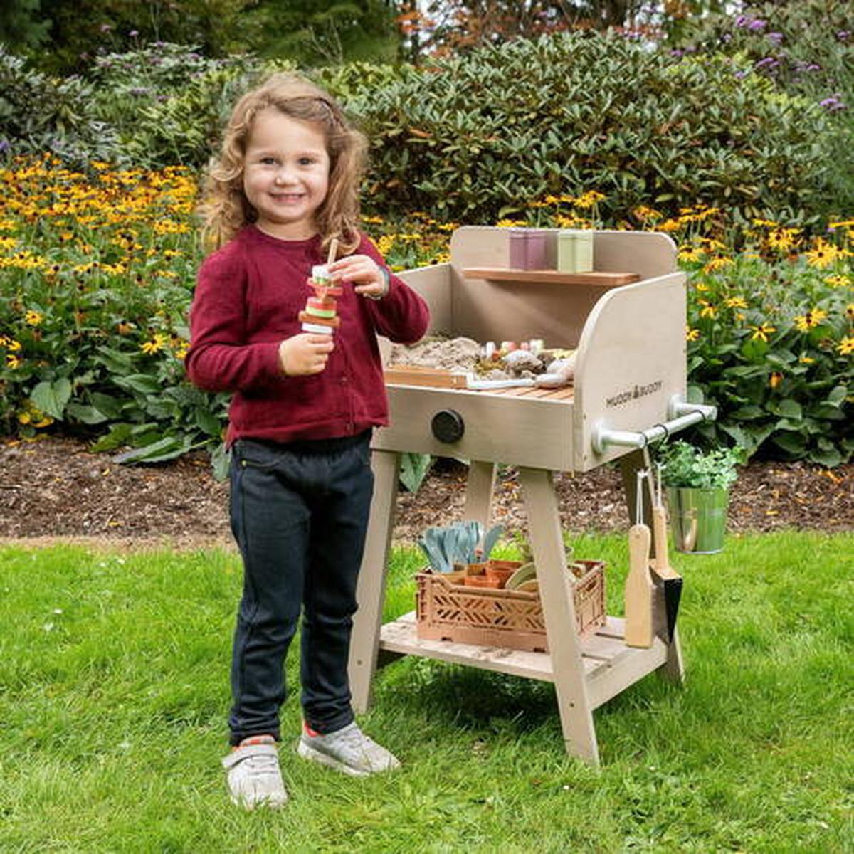 Kindergrill BBQ Chef Holz Grau LxBxH: 68x37x79 cm - Grau, Basics, Holz (68/37/79cm) - MUDDY BUDDY