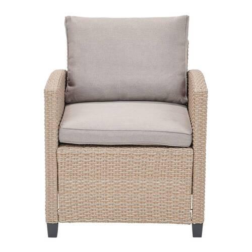 Loungesessel Porto In Rattan-Optik mit Kissen - Braun/Grau, MODERN, Kunststoff/Textil (65/67/73cm) - Ondega