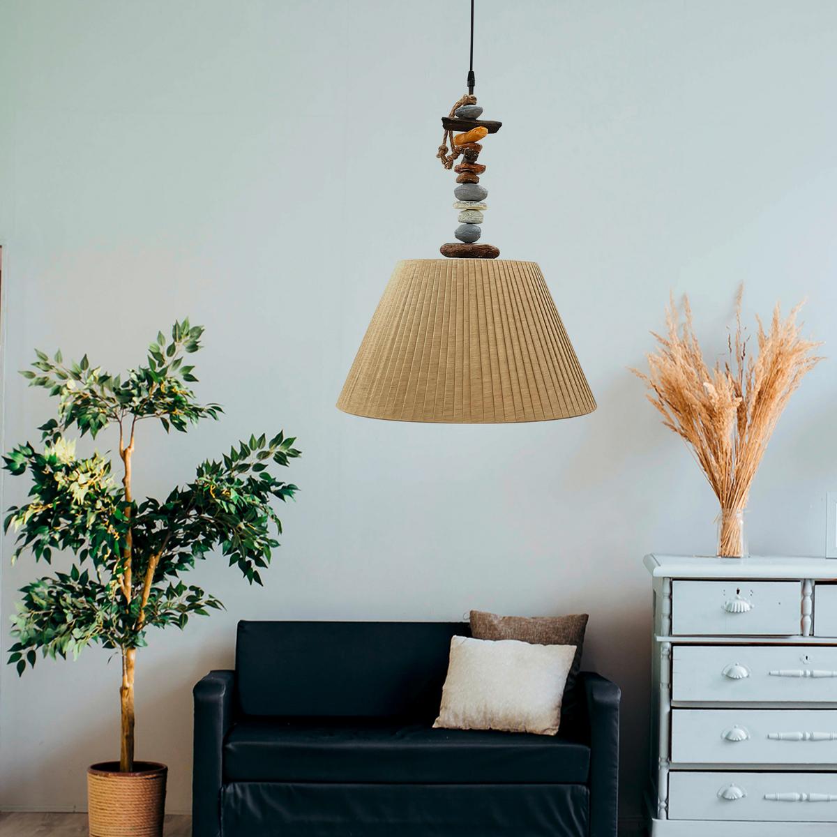 Pendelleuchte 5014/s - Hellbraun/Dunkelbraun, KONVENTIONELL, Kunststoff/Textil (45/110cm)