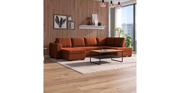 Wohnlandschaft mit Bettkasten Malte Terracotta - Terracotta/Schwarz, MODERN, Textil (305/155/178cm) - Luca Bessoni
