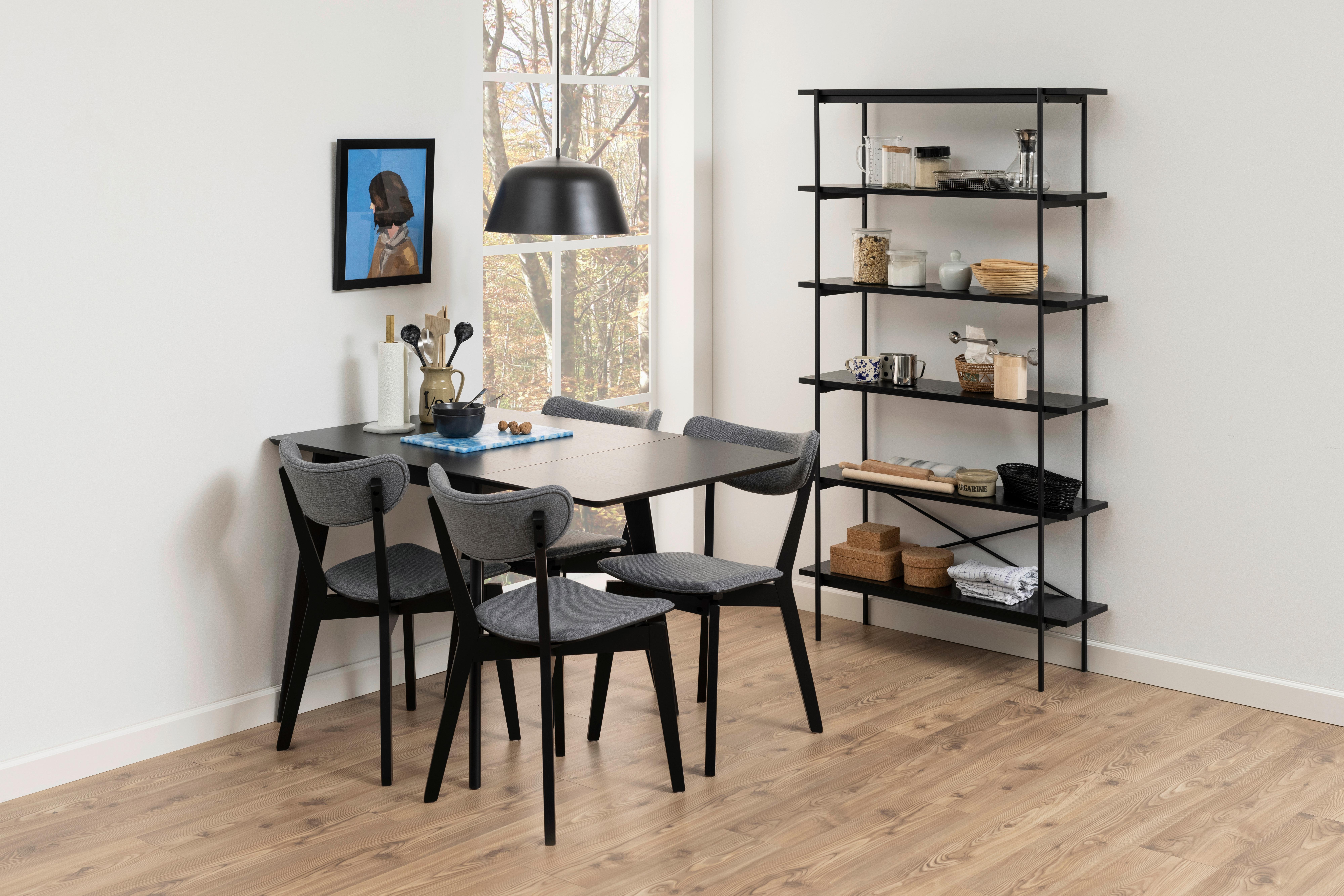 Jedálenská stolička ROXBY - čierna/sivá, Konventionell, drevo/textil (45/79,5/55cm)