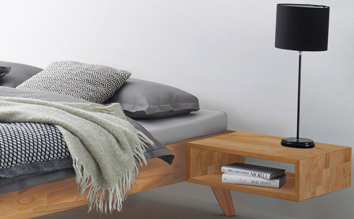 Nachttisch Akai, Kernbuche B: 50 Cm - Kernbuche, Natur, Holz (50/16/41cm) - Hasena