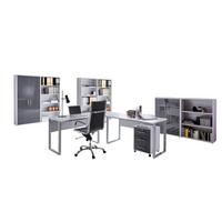 Büro Office Edition Grau/anthrazit Hochglanz - Anthrazit Hochglanz/Grau, MODERN, Holzwerkstoff/Metall - MID.YOU