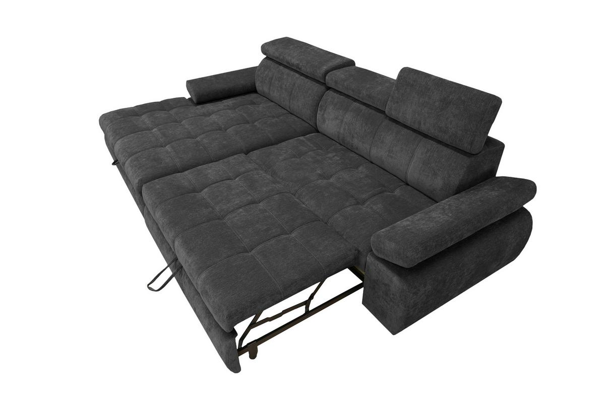 Rohová sedačka VEGAS, levá, černá žinylka - černá, Design, dřevo/textil (173/294cm)