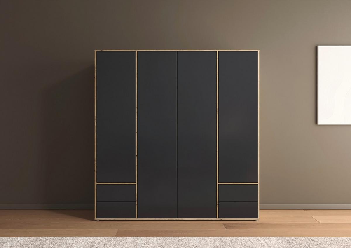 Drehtürenschrank Nabila Grau Eiche Artisan Deko - Eiche Artisan/Grau, MODERN, Holzwerkstoff (187/194/53cm) - Rauch Möbel