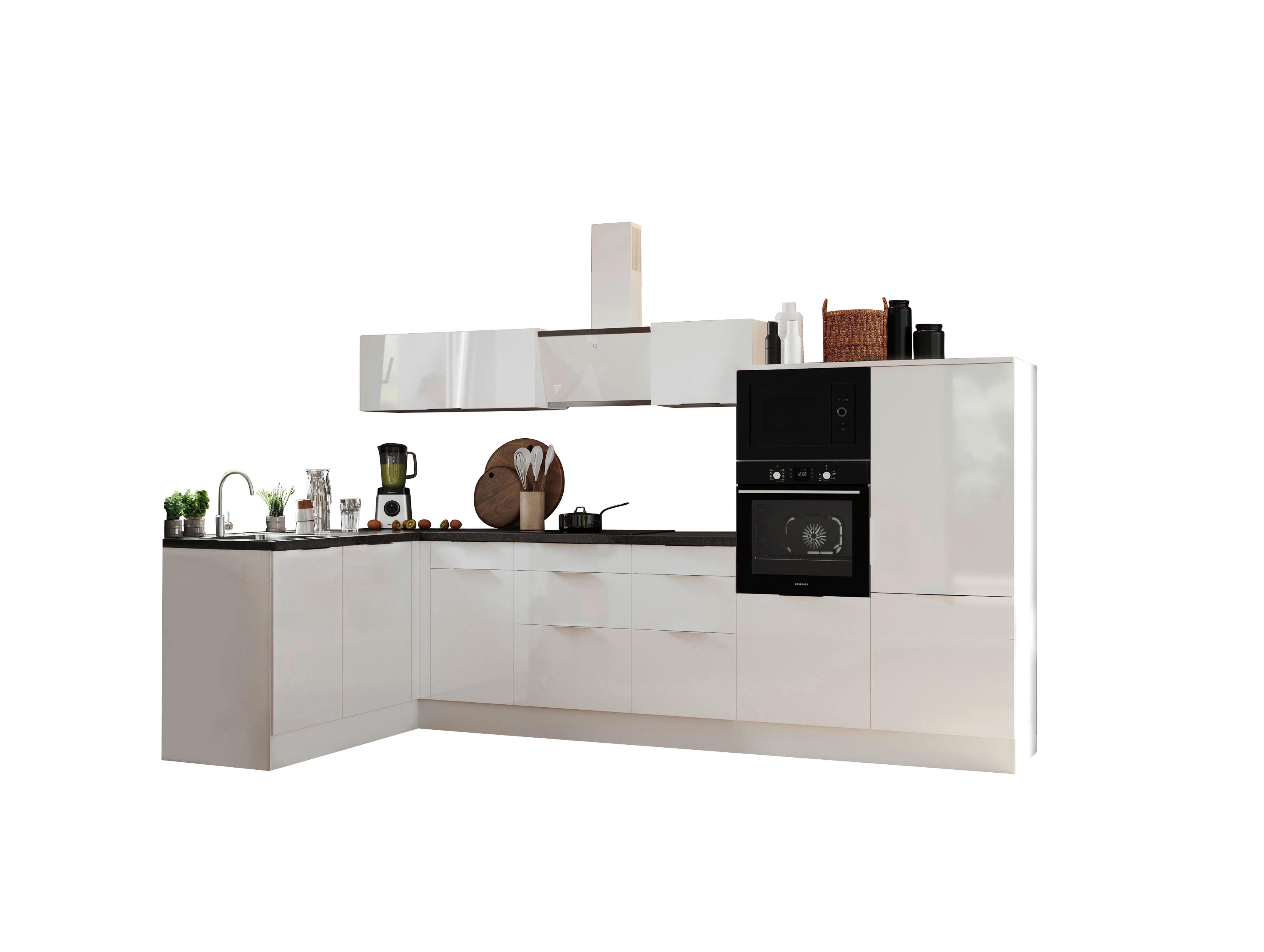 Eckküche Elisabeth - Weiß Hochglanz/Weiß, LIFESTYLE, Holzwerkstoff (175/340cm) - Respekta