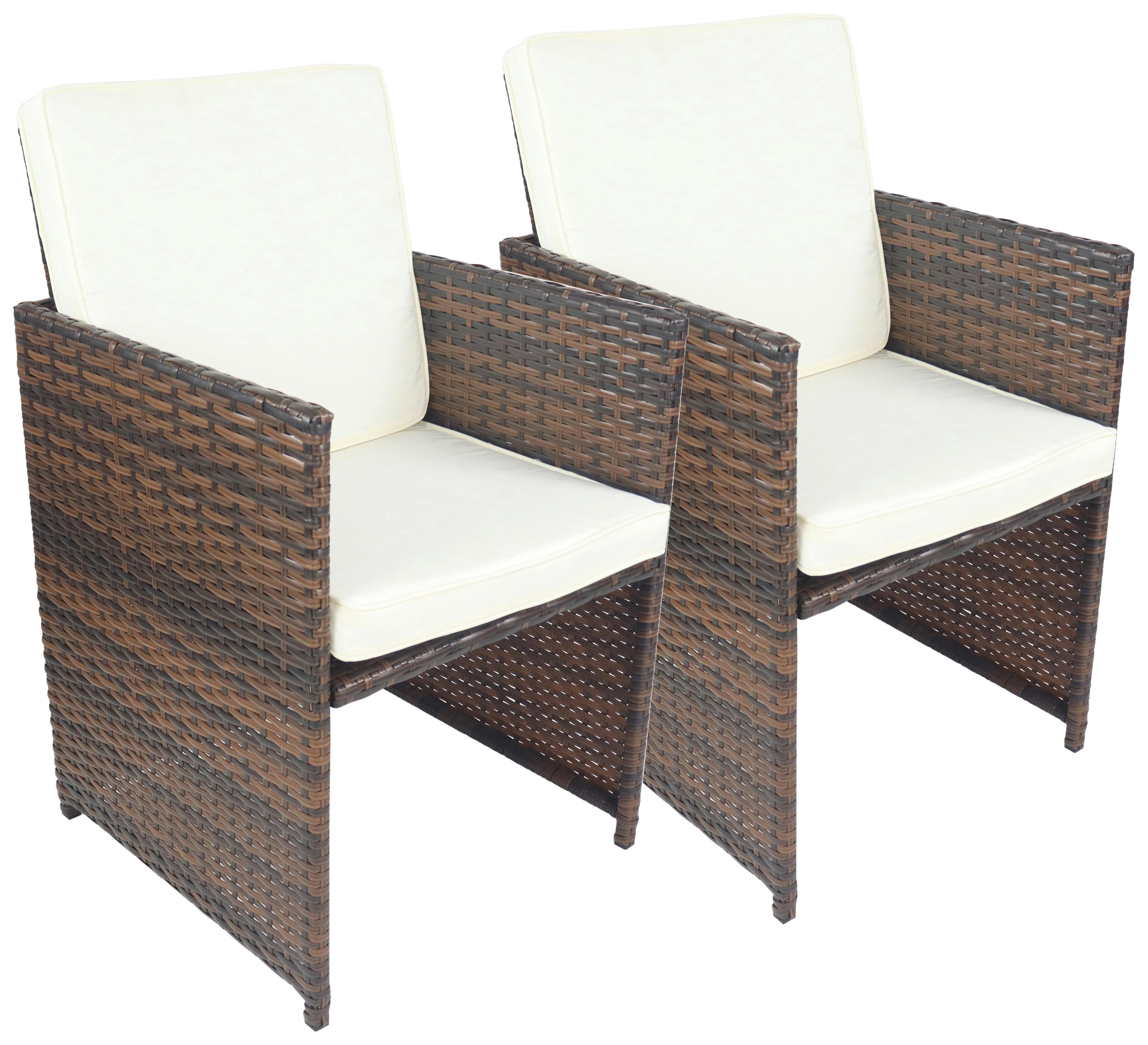 Gartensessel-set 2-tlg. Raloso Metall/kunststoff/textil - Braun/Weiß, MODERN, Kunststoff/Textil (53/84/53cm) - Ambia Garden