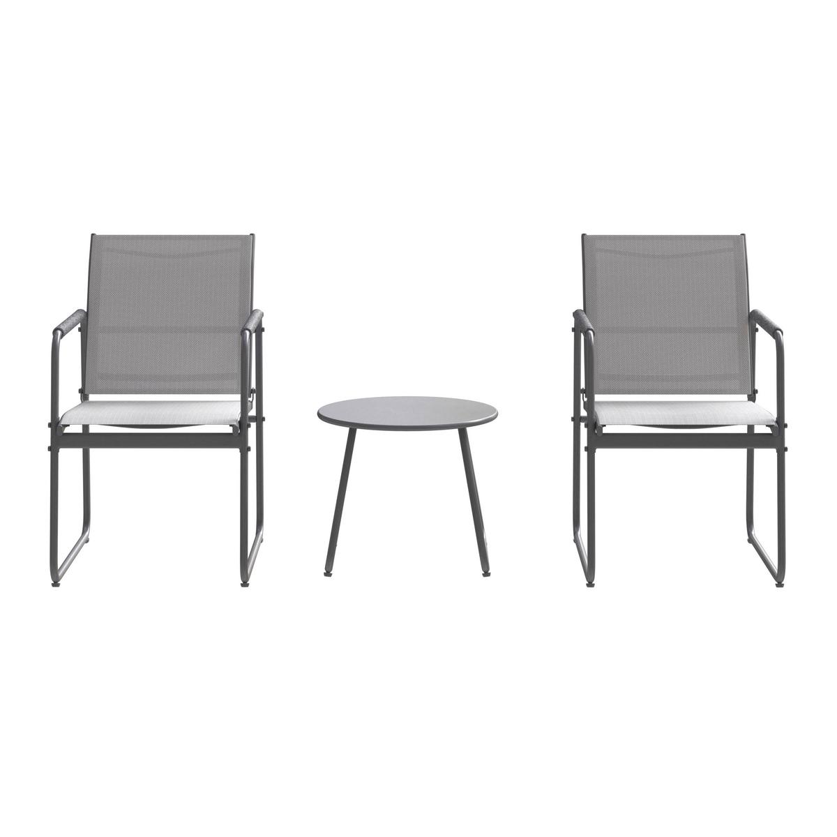 Balkonset Braga - Anthrazit/Hellgrau, MODERN, Textil/Metall - Beldano