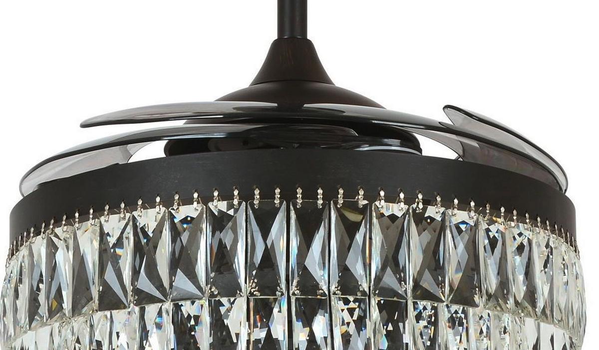 Deckenventilator Fanaway Schwarz 4-Flügel, LED-Leuchte - Transparent/Schwarz, LIFESTYLE, Kunststoff/Metall (122/50cm) - P & B