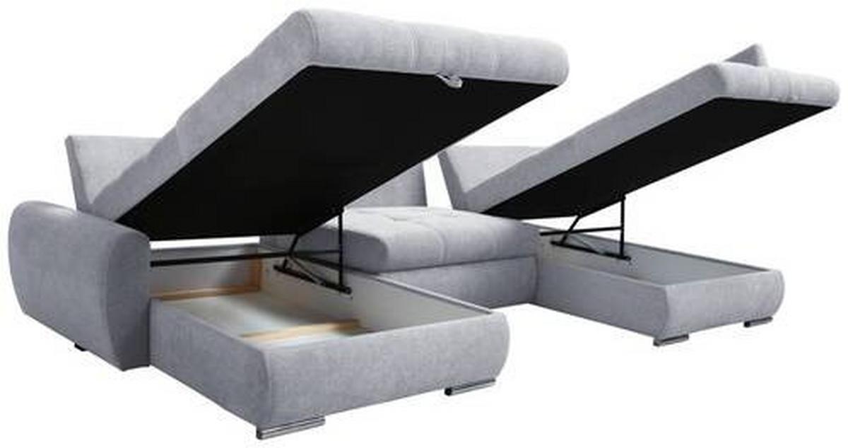 Ecksofa Canion - Chromfarben/Hellgrau, Design, Textil (174cm) - Livetastic