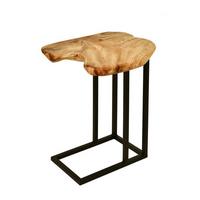 Beistelltisch Woody, Hellbraun/Schwarz - Hellbraun/Schwarz, Basics, Holz/Metall (40/45/61cm) - Kayoom
