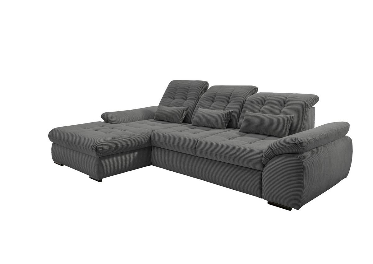 Ecksofa mit Schlaffunktion & Bettkasten Rigatti Grau - Schwarz/Grau, MODERN, Textil (184/314cm) - Livetastic