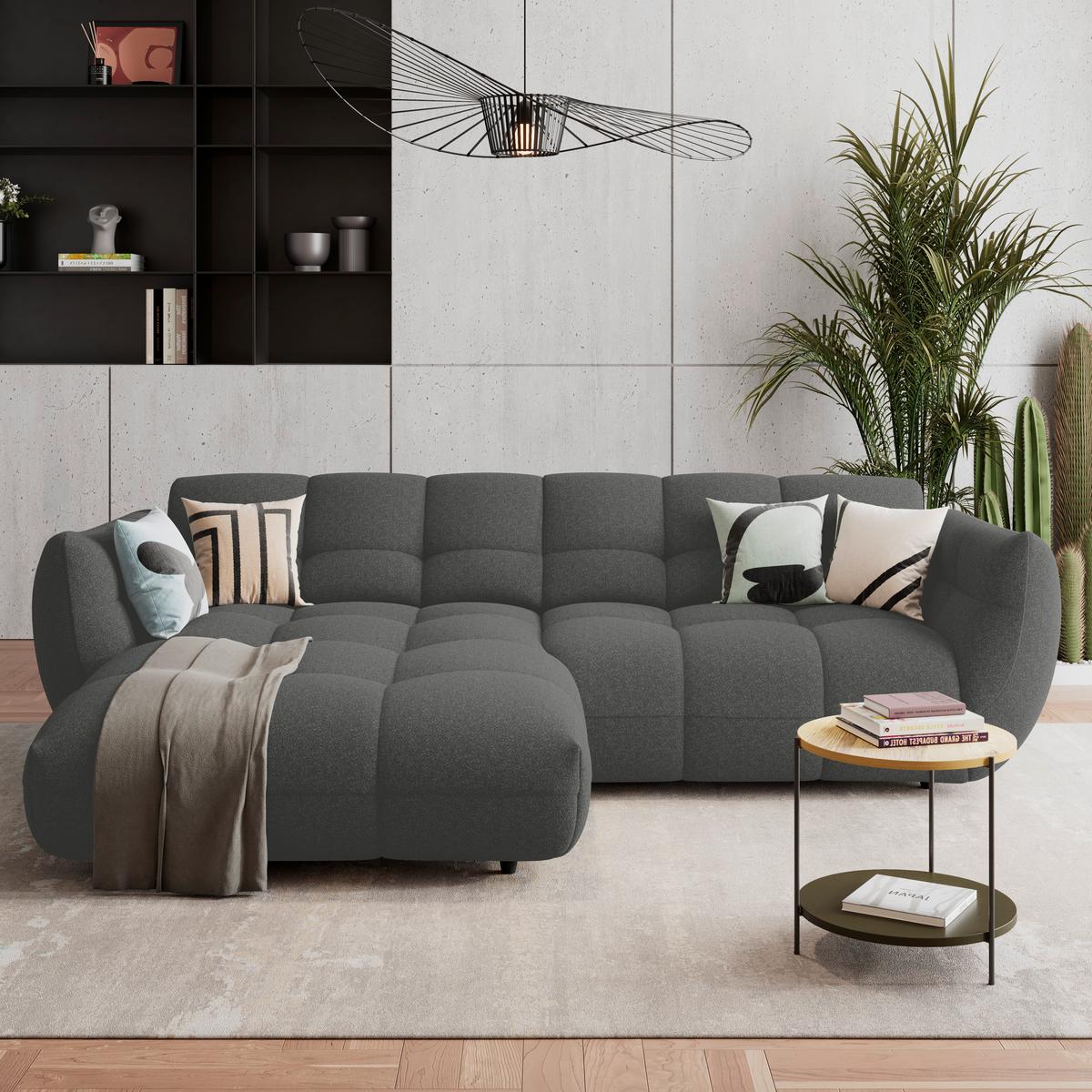 Ecksofa Panda Chenille anthrazit, 178x280cm - Dunkelgrün/Anthrazit, Trend, Textil (178/280cm)