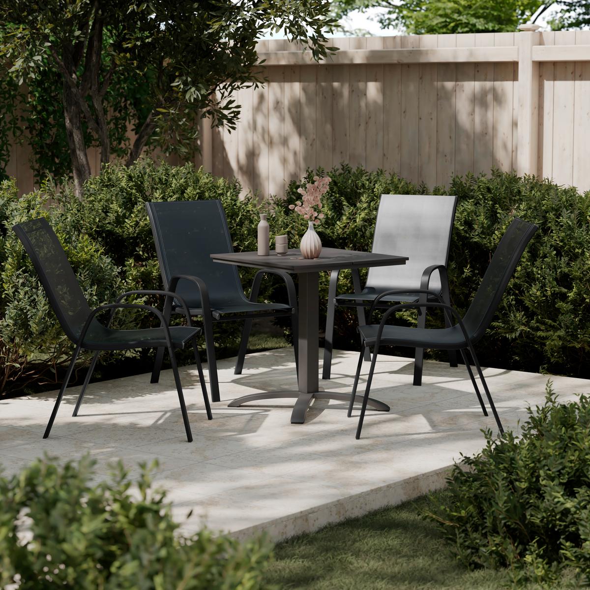 Gartensessel Paula Metall/Textil - Schwarz, MODERN, Textil/Metall (54/90/72cm) - Ondega