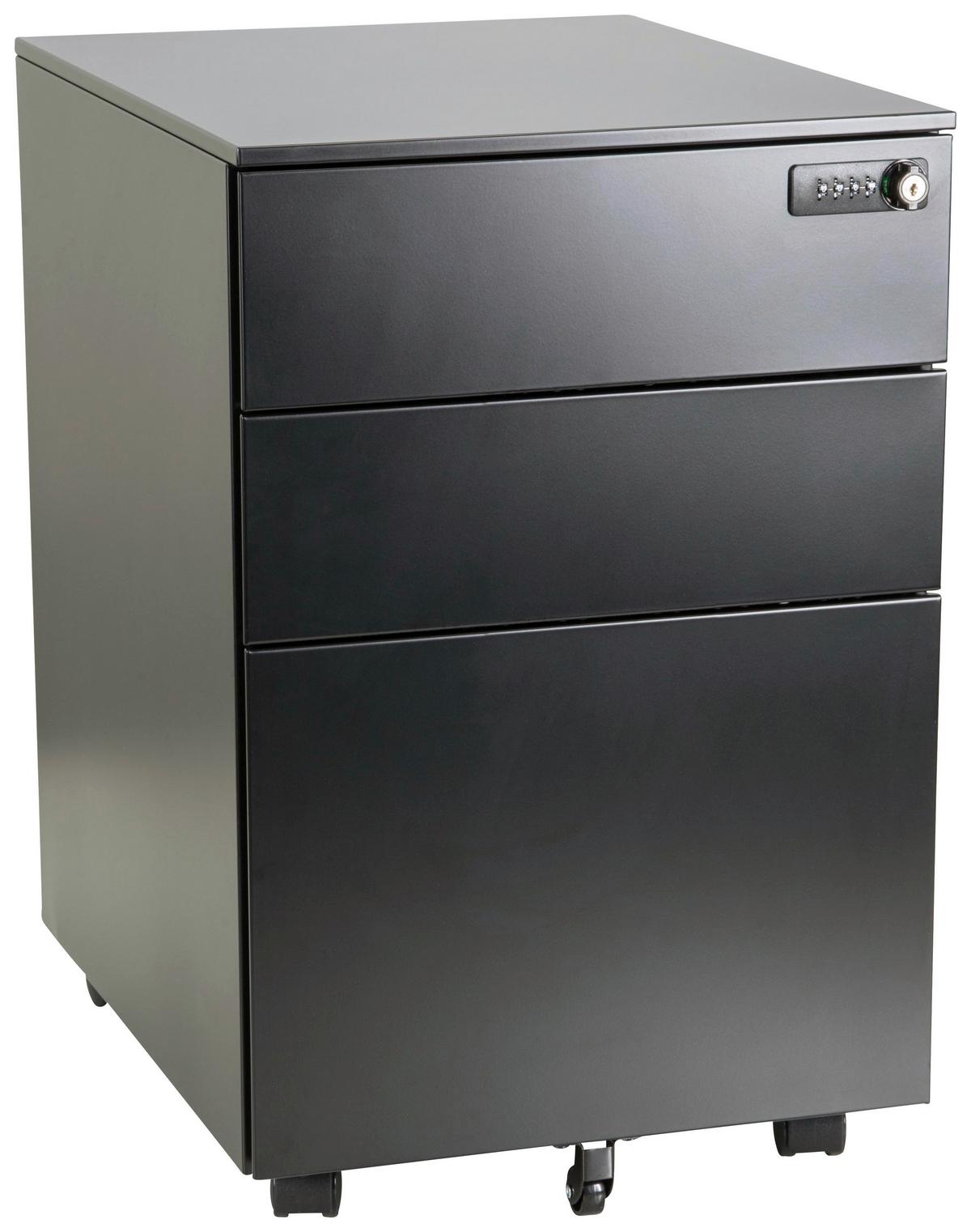 Rollcontainer Color Os I Schwarz - Schwarz, MODERN, Kunststoff/Metall (39/60/50cm) - MID.YOU