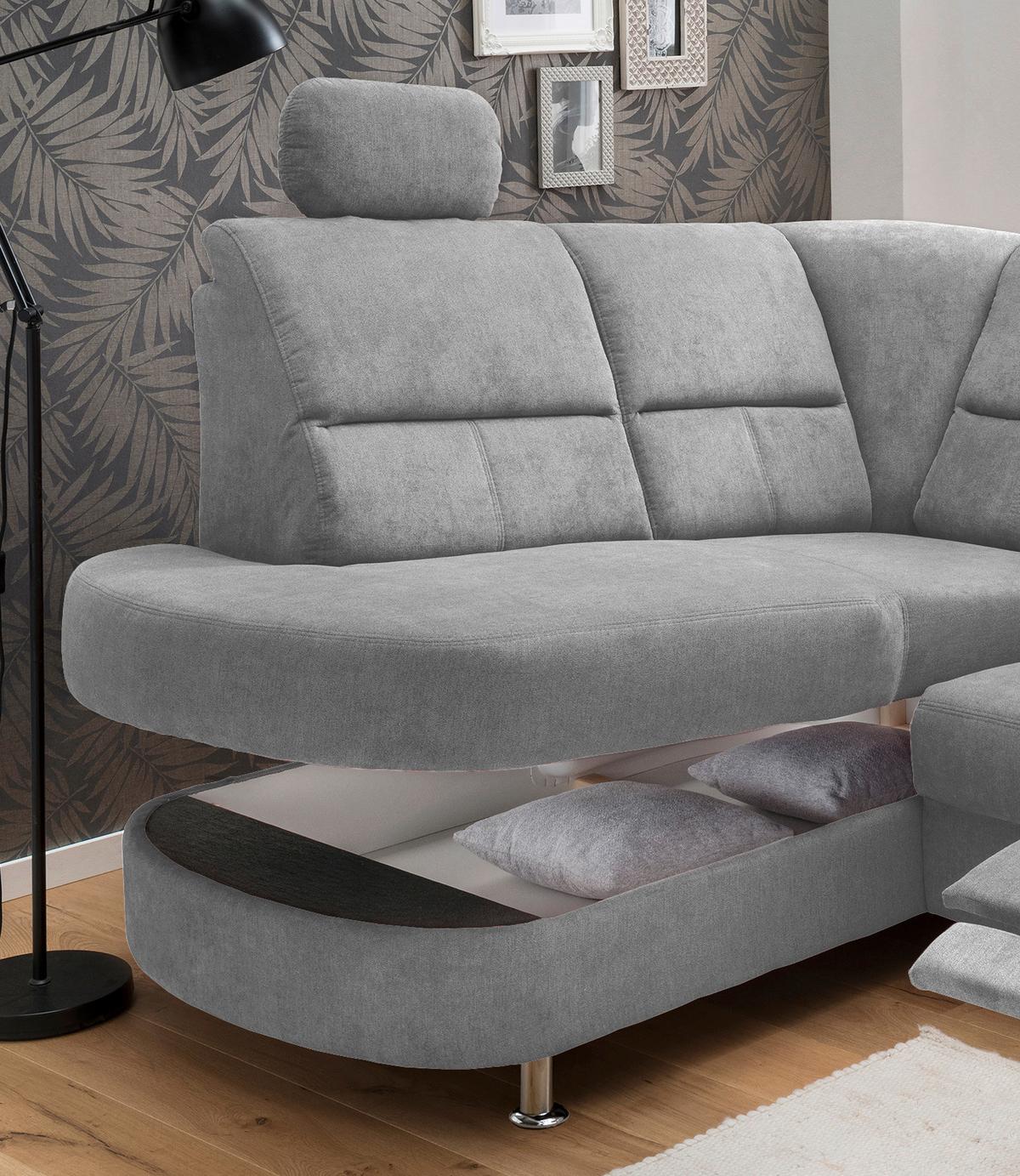 Ecksofa Parole Grau S: 184/231 cm - Chromfarben/Grau, KONVENTIONELL, Textil (184/231cm) - Livetastic