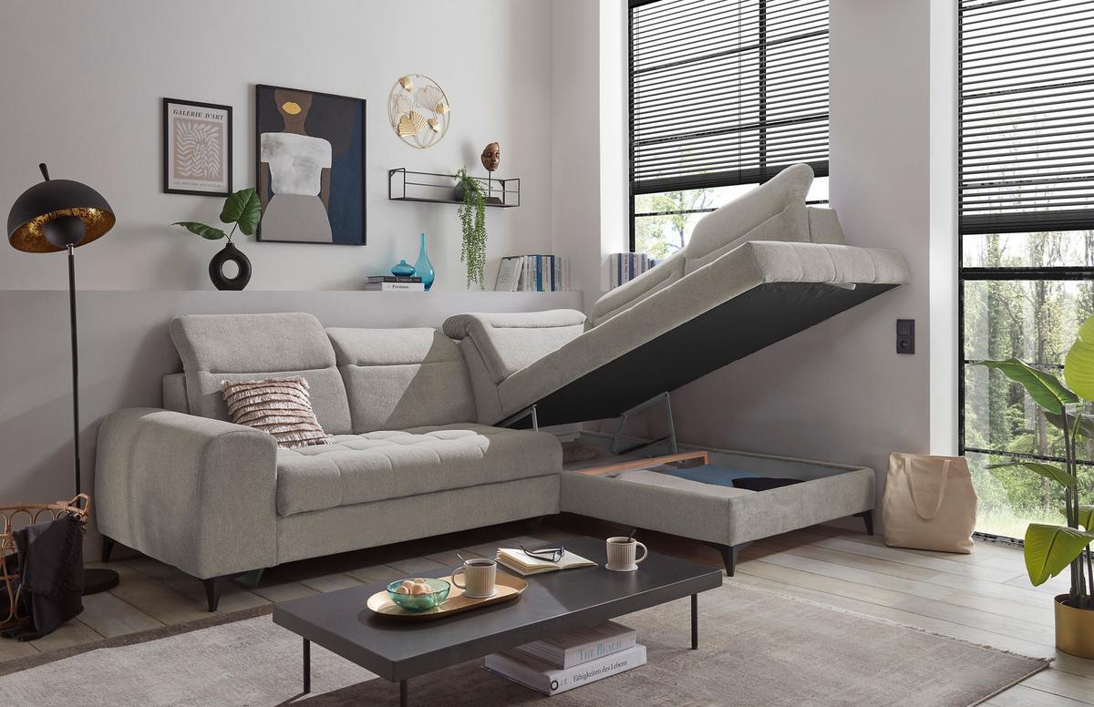 Ecksofa Rockdale Taupe S: 282x200 Cm - Taupe/Schwarz, KONVENTIONELL, Textil (282/200cm) - MID.YOU