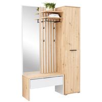 Garderobe Madera Weiß/Eichefarben B: 122 cm - Weiß/Eiche Artisan, Trend, Holzwerkstoff (122/190/38cm)