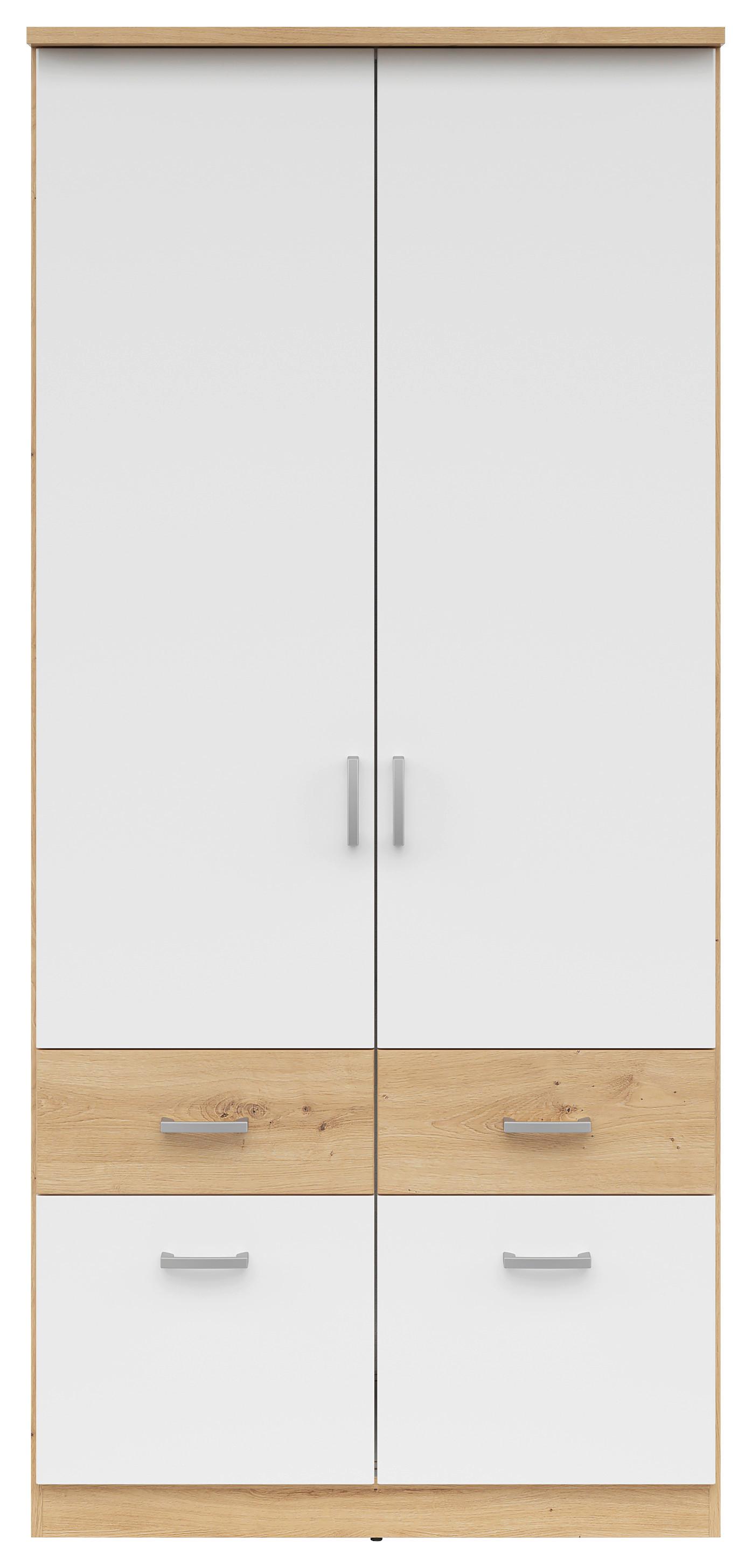 Zweitüriger Kleiderschrank aus Holzdekor in Artisan Eiche und Weiß