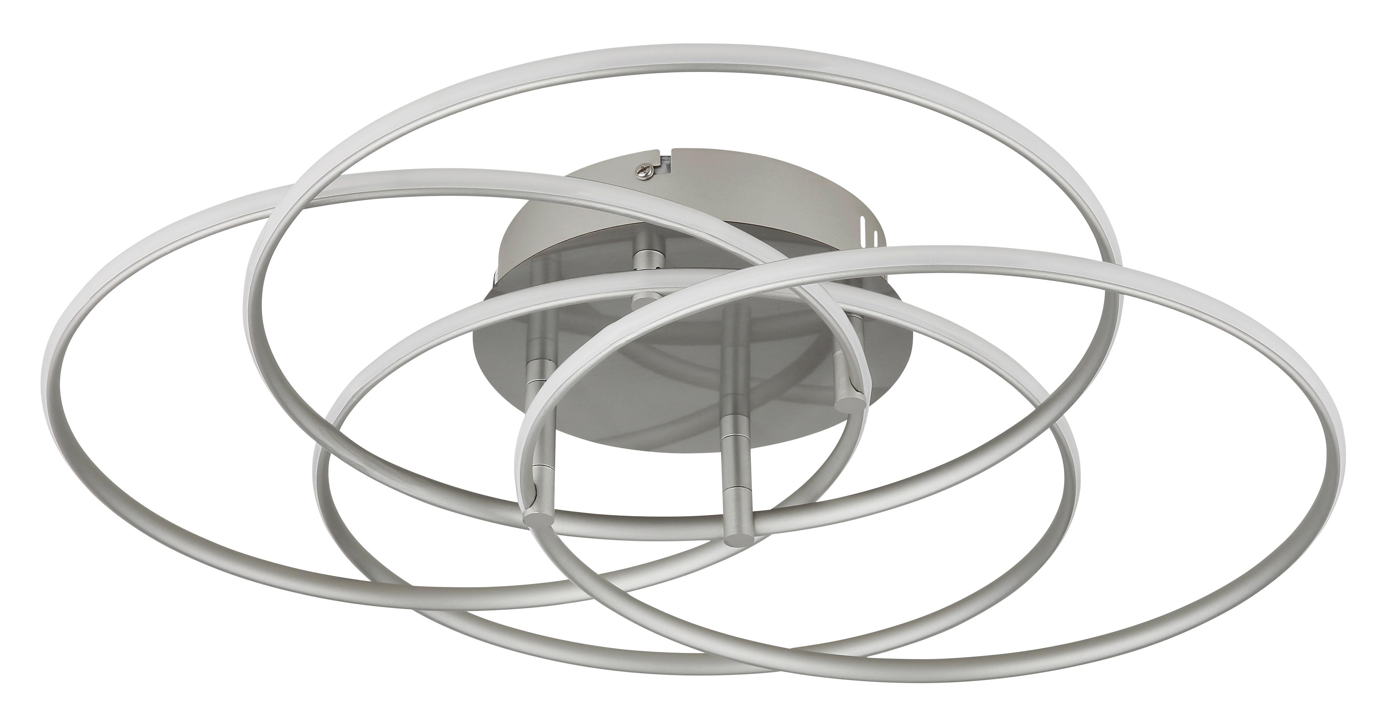 LED-Deckenleuchte Kombos Weiß Nickelfarben D: 51,5 cm - Weiß/Nickelfarben, Design, Kunststoff/Metall (51,5/11,4cm) - Globo