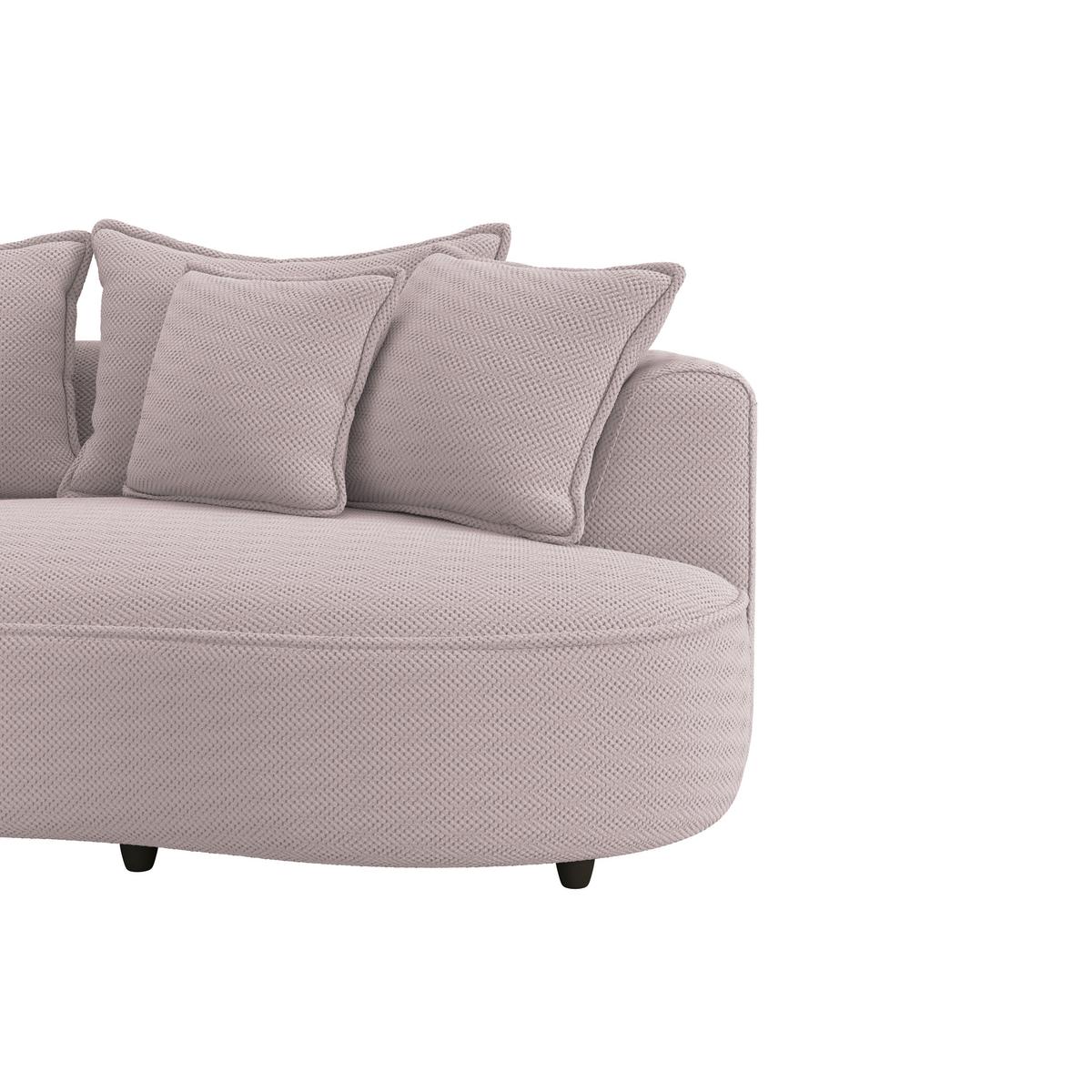 Rohová sedačka LEVI, levá, svetlě růžová, se 7 polštáři - černá/světle růžová, Moderní, textil/plast (168/287cm)