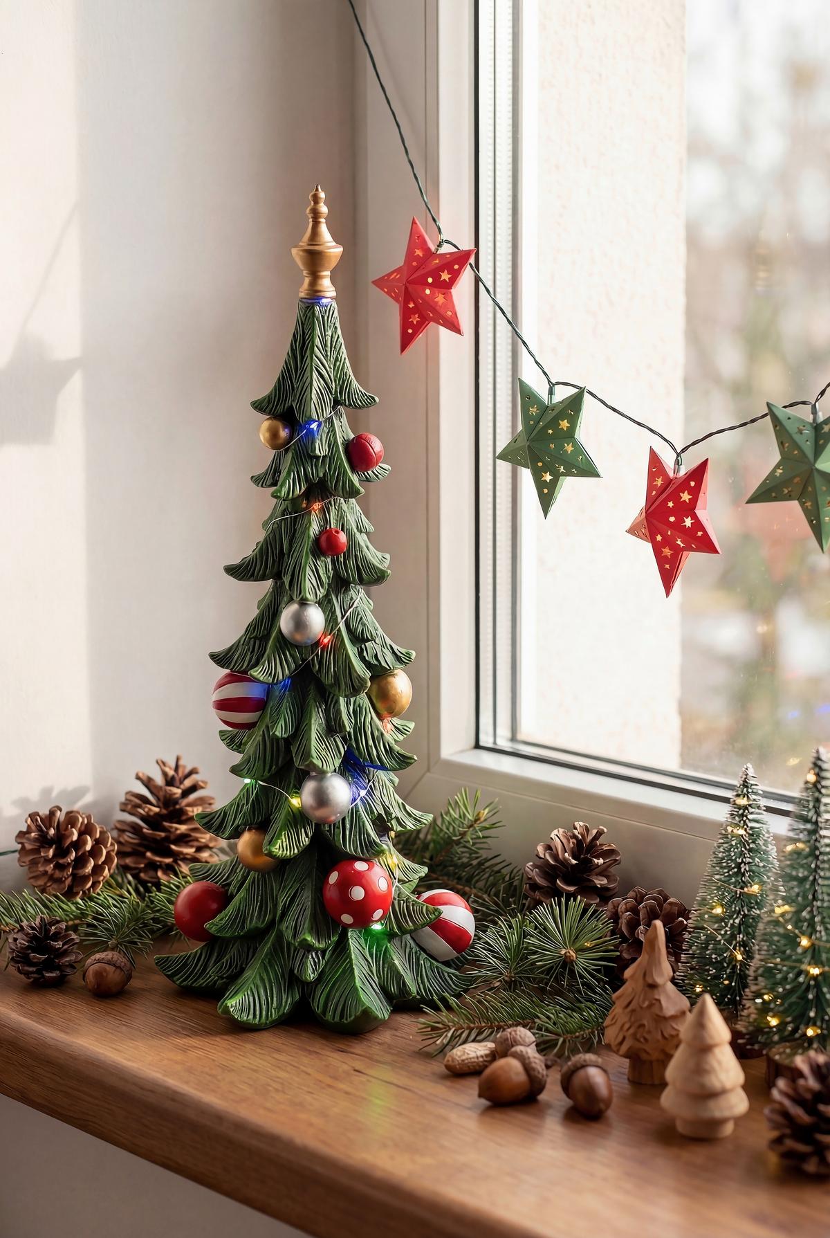 DEKOWEIHNACHTSBAUM Lydia - Waldgrün/Multicolor, KONVENTIONELL, Kunststoff (19/19/47cm) - Luca Bessoni