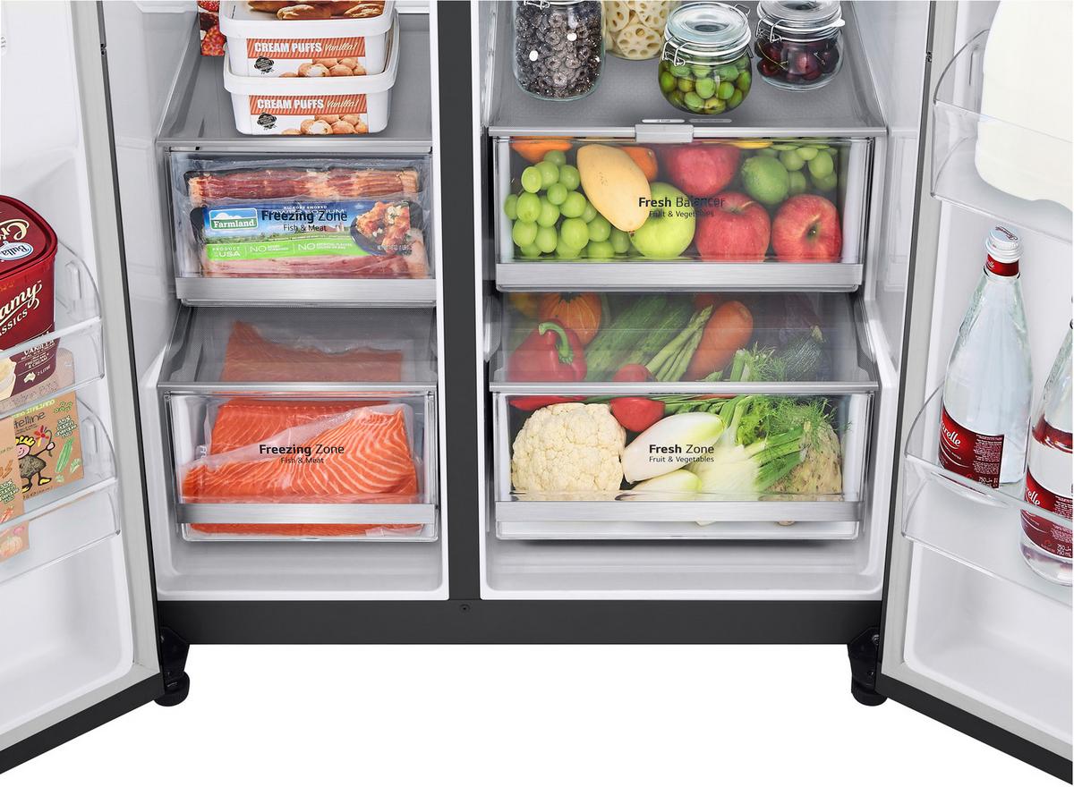 Side-by-side Gsxv90mcde Schwarz - Schwarz, Basics, Glas/Kunststoff (91,3/179/73,5cm) - LG