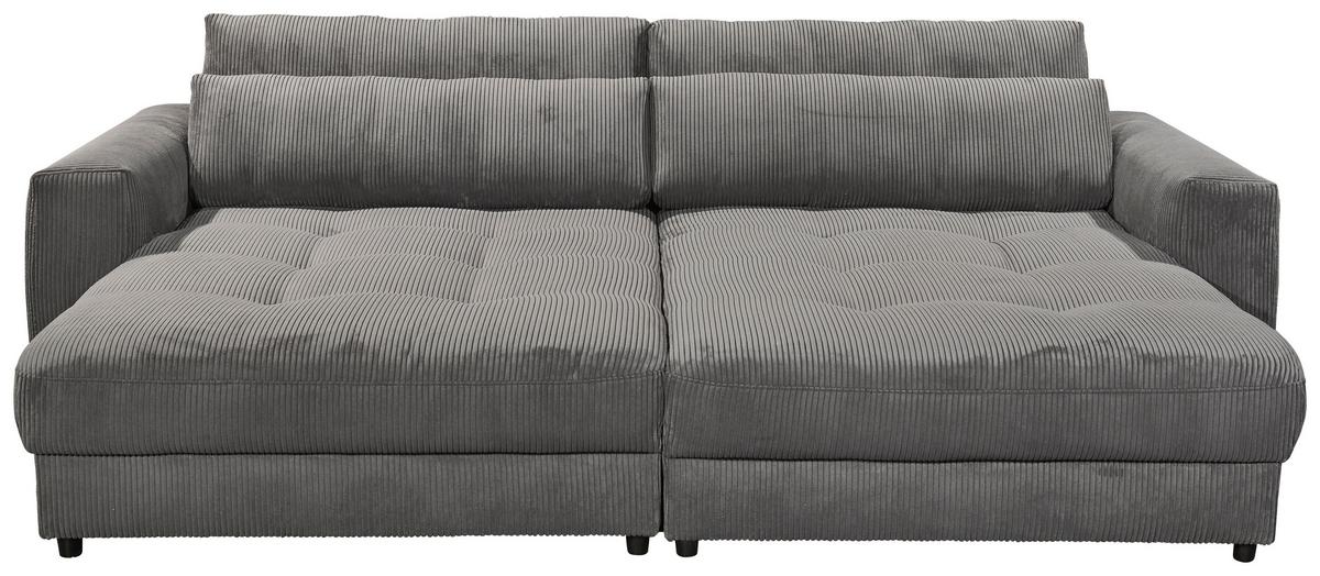 Big Sofa Barura Loveseat Mit Kissen B: 292cm Anthrazit Cord - Anthrazit/Schwarz, KONVENTIONELL, Holzwerkstoff/Textil (292/90/194cm) - MID.YOU