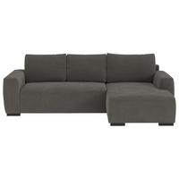 Ecksofa mit Bettfunktion Giro Cord anthrazit, B: 252cm - Anthrazit/Schwarz, Trend, Textil (252/170cm) - MID.YOU
