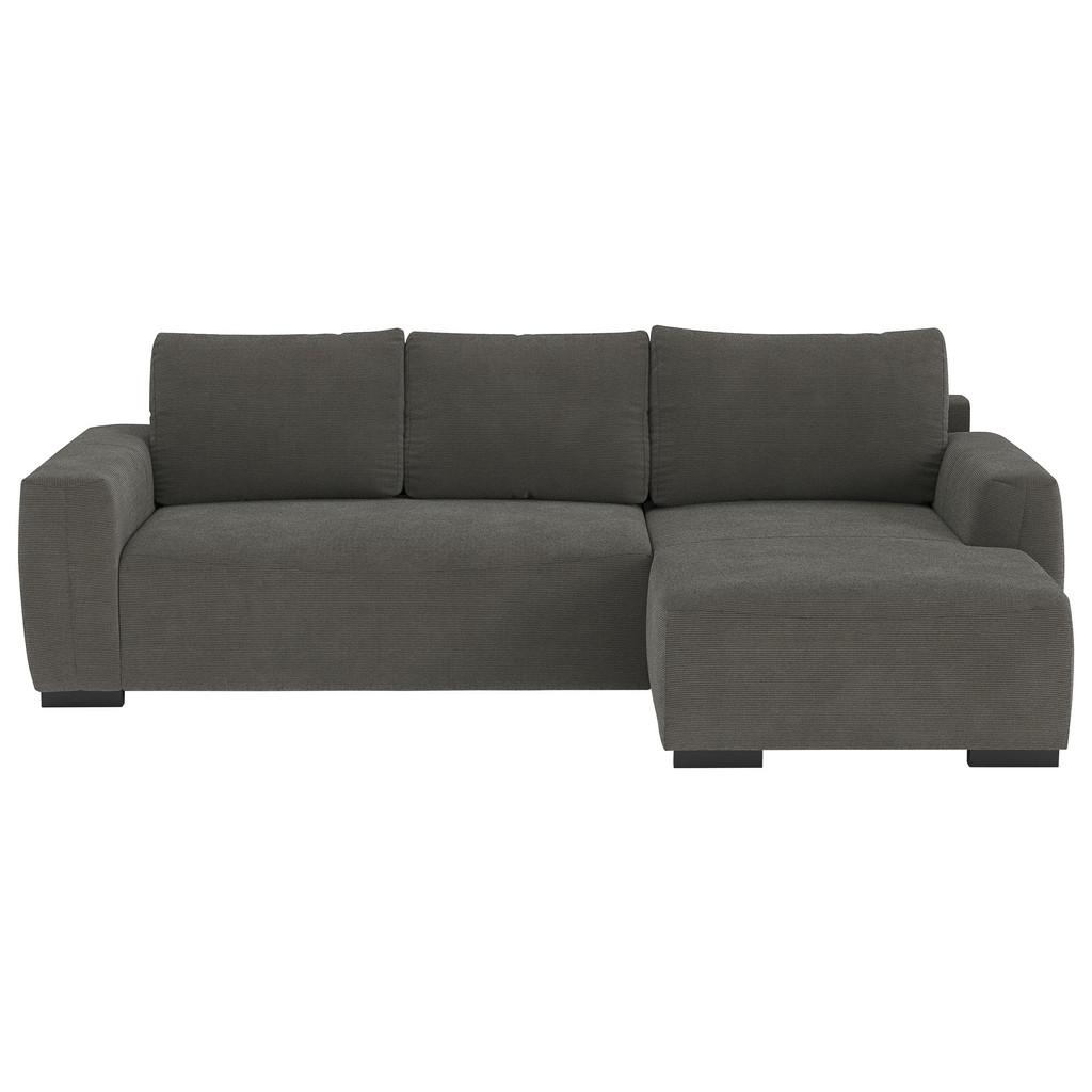 Ecksofa mit Bettfunktion Giro Cord anthrazit, B: 252cm