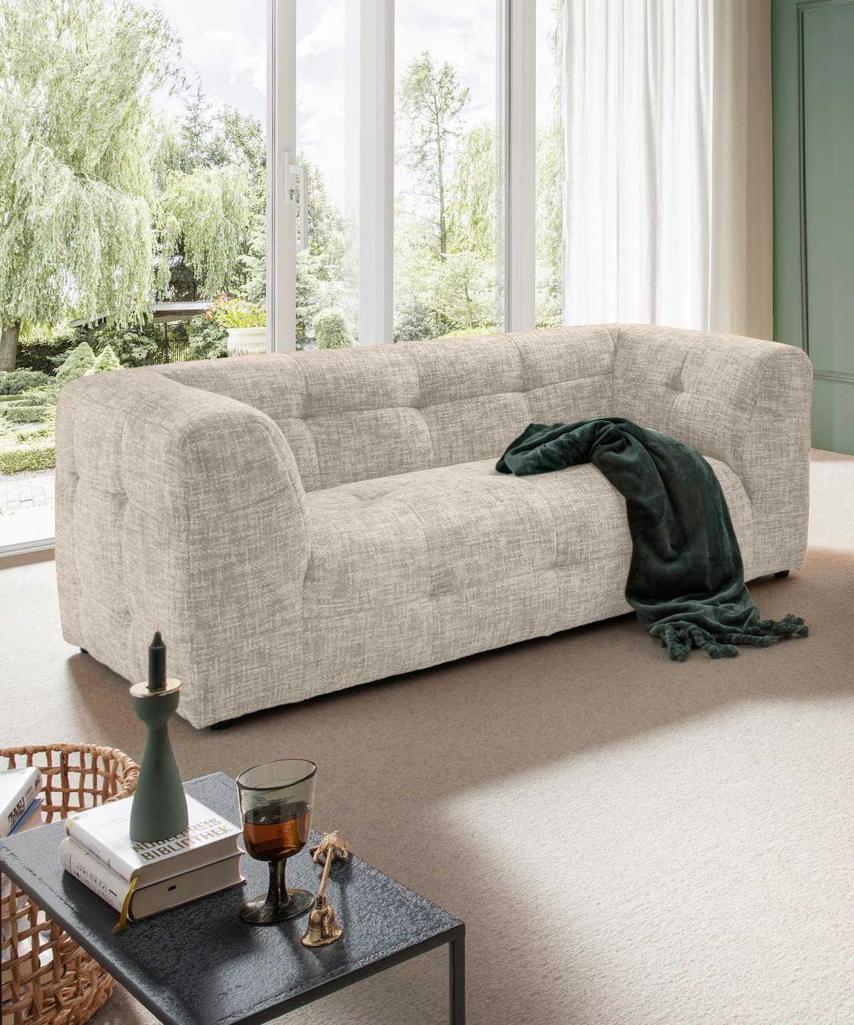 2-sitzer-sofa Velice, Creme B: 184 Cm - Creme/Schwarz, Design, Textil (184/72/95cm) - Livetastic