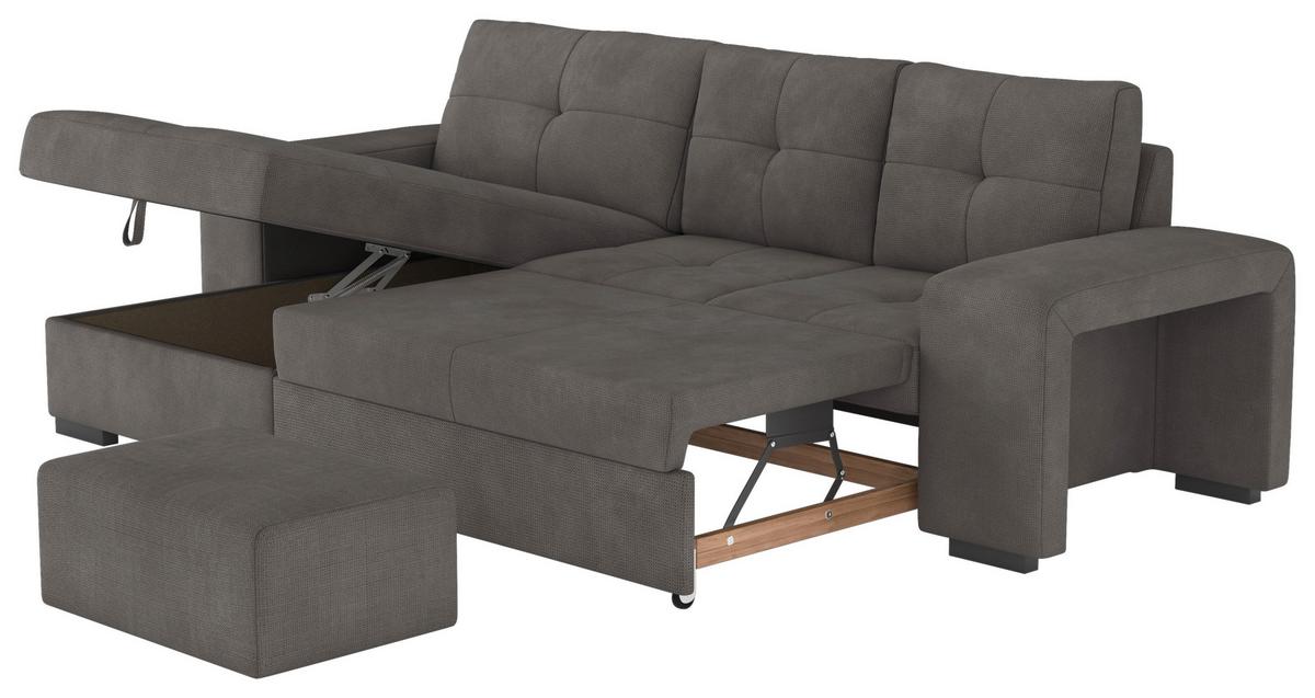 ECKSCHLAFSOFA Mattina D.Grau S: 156x268 cm - Dunkelgrau/Schwarz, MODERN, Textil (156/268cm) - MID.YOU