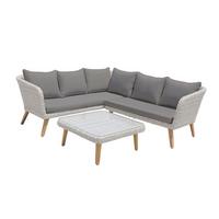 Loungegarnitur Pamplona - Hellbraun/Dunkelgrau, Basics, Glas/Holz (180/75/294cm) - Gardenson