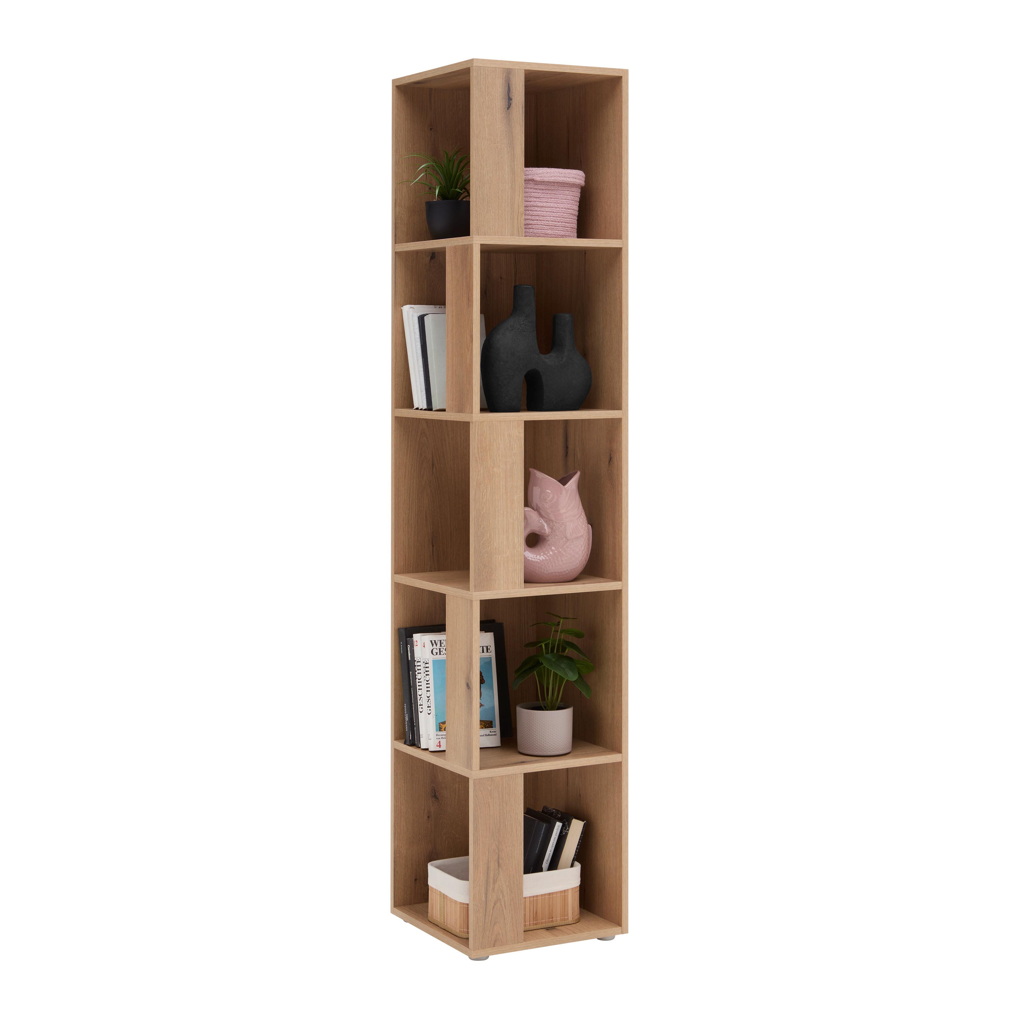 ROHOVÝ REGÁL KORNEL -EXKLUSIV- - barvy dubu, Moderní, kompozitní dřevo (38/186,2/38cm) - Mömax