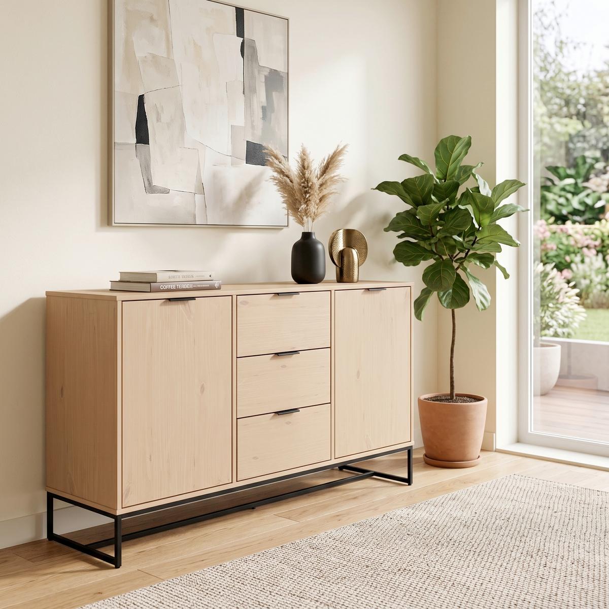 SIDEBOARD VIVO - Eichefarben/Schwarz, Design, Holz (150/80/45cm) - Livetastic
