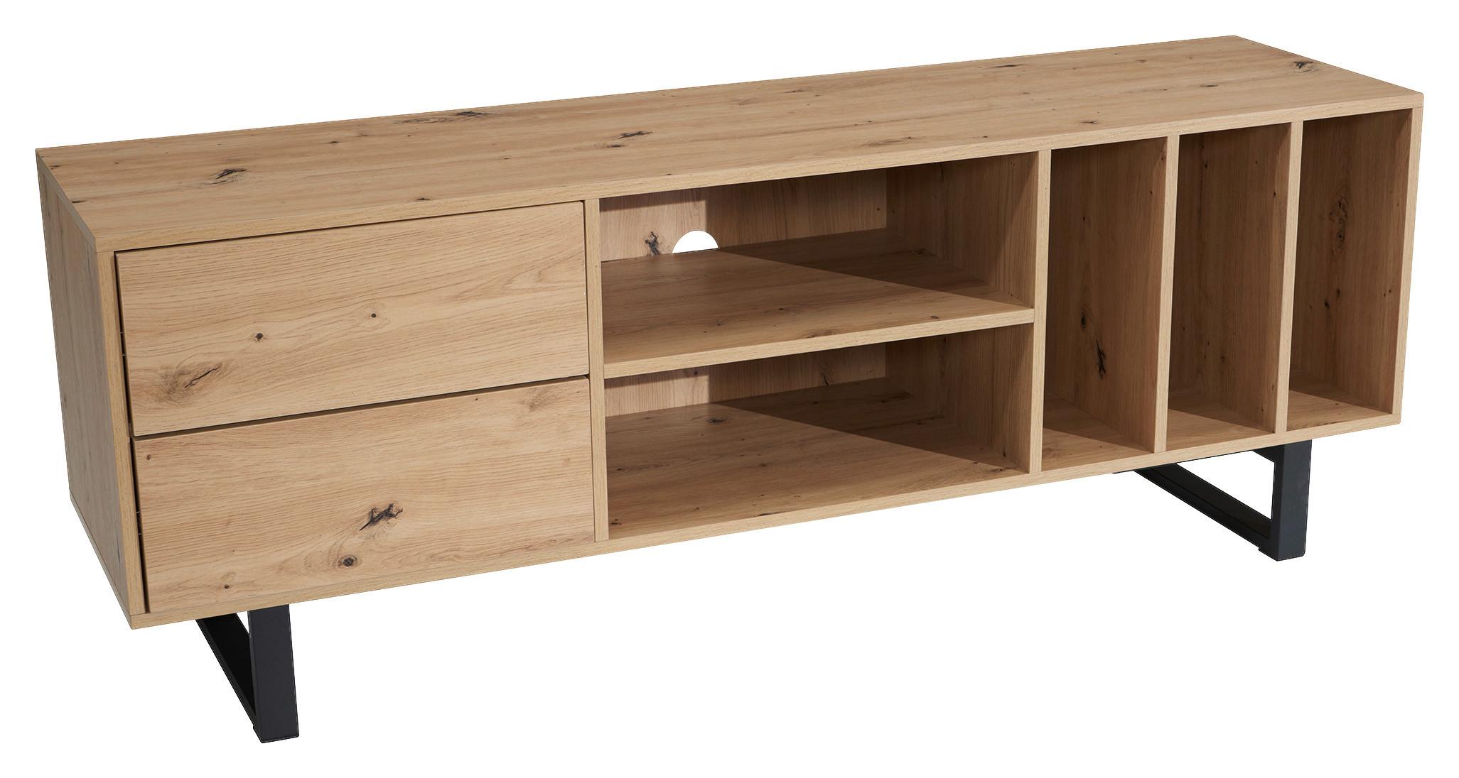 TV-Lowboard Wl6.813 B: 150 cm Eiche Deko - Eichefarben/Schwarz, Design, Holzwerkstoff (150/55/40cm) - Livetastic