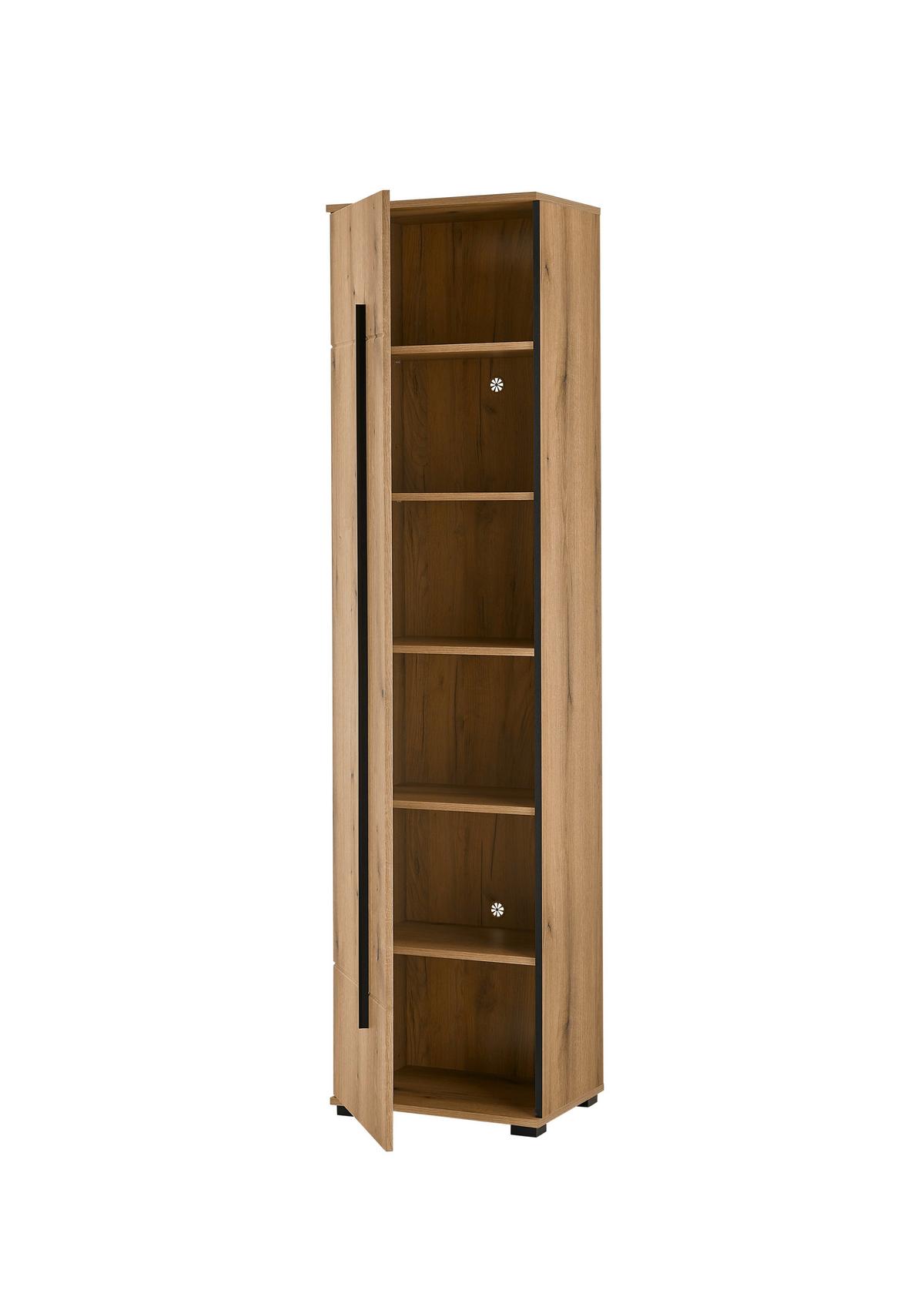 Mehrzweckschrank Eichefarben B: 50cm - Eichefarben/Schwarz, MODERN, Holzwerkstoff (50/201/39cm) - MID.YOU