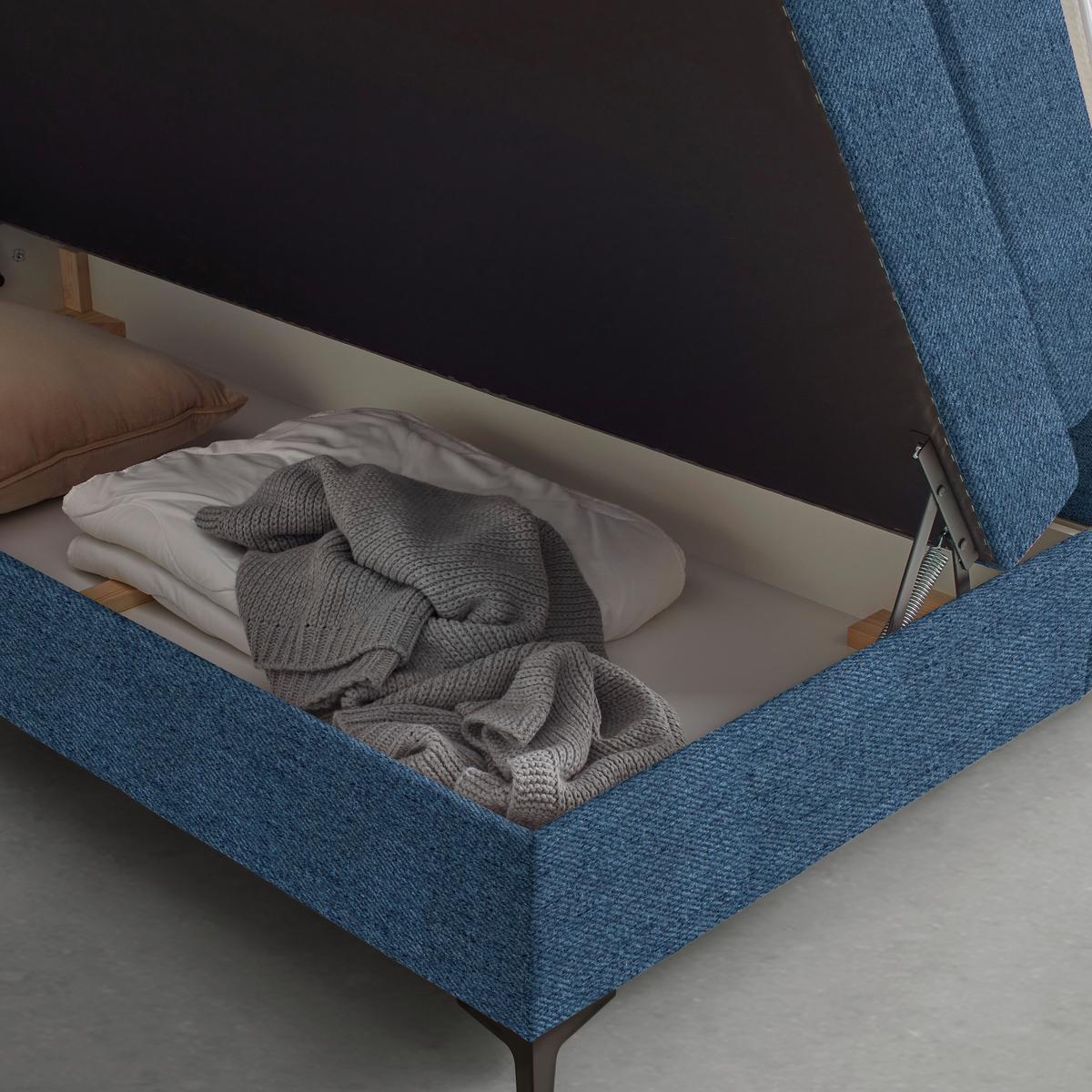 Boxspringová postel BARI 140/200, modrá - modrá/černá, Konvenční, kov/textil (140/200cm) - Mömax