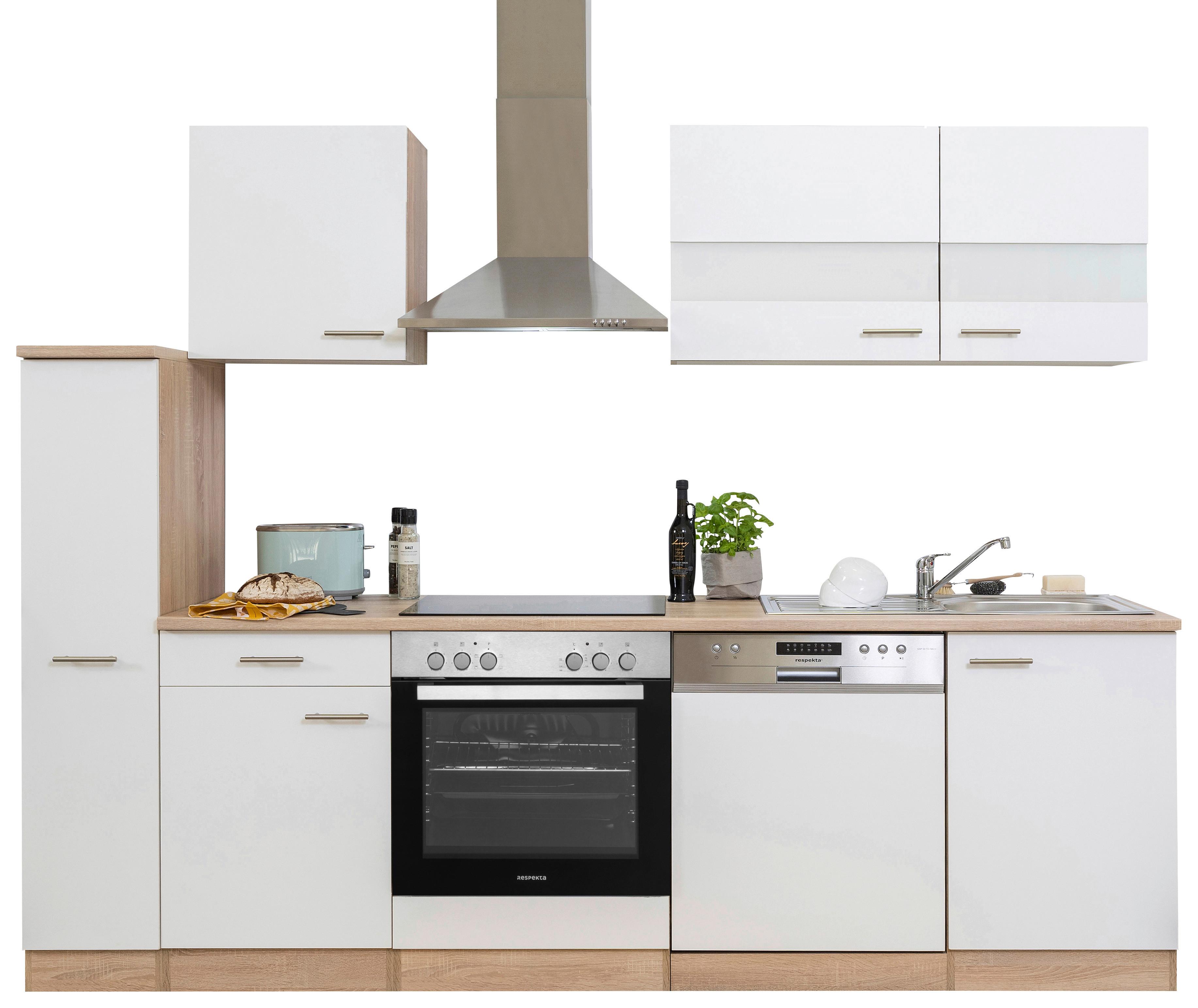 Küchenblock Merle Küchenblock 250 cm - Eichefarben/Weiß, Basics, Holzwerkstoff (250cm) - Respekta