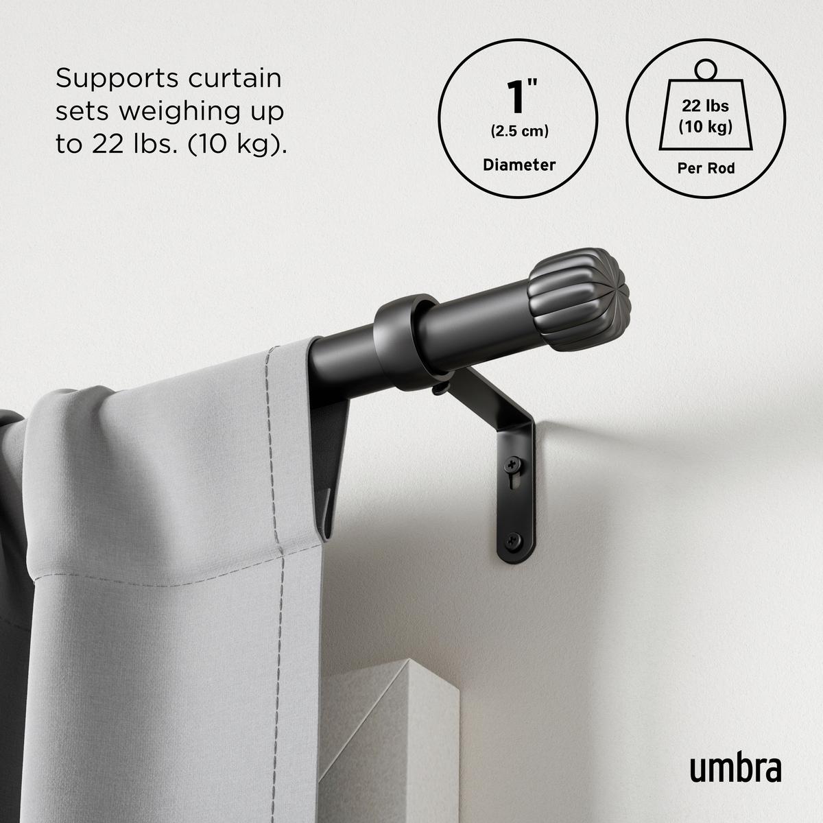 Vorhangstangenset Cleo Rod Schwarz L: 91-168 cm - Schwarz, KONVENTIONELL, Kunststoff/Metall (91-168cm) - Umbra