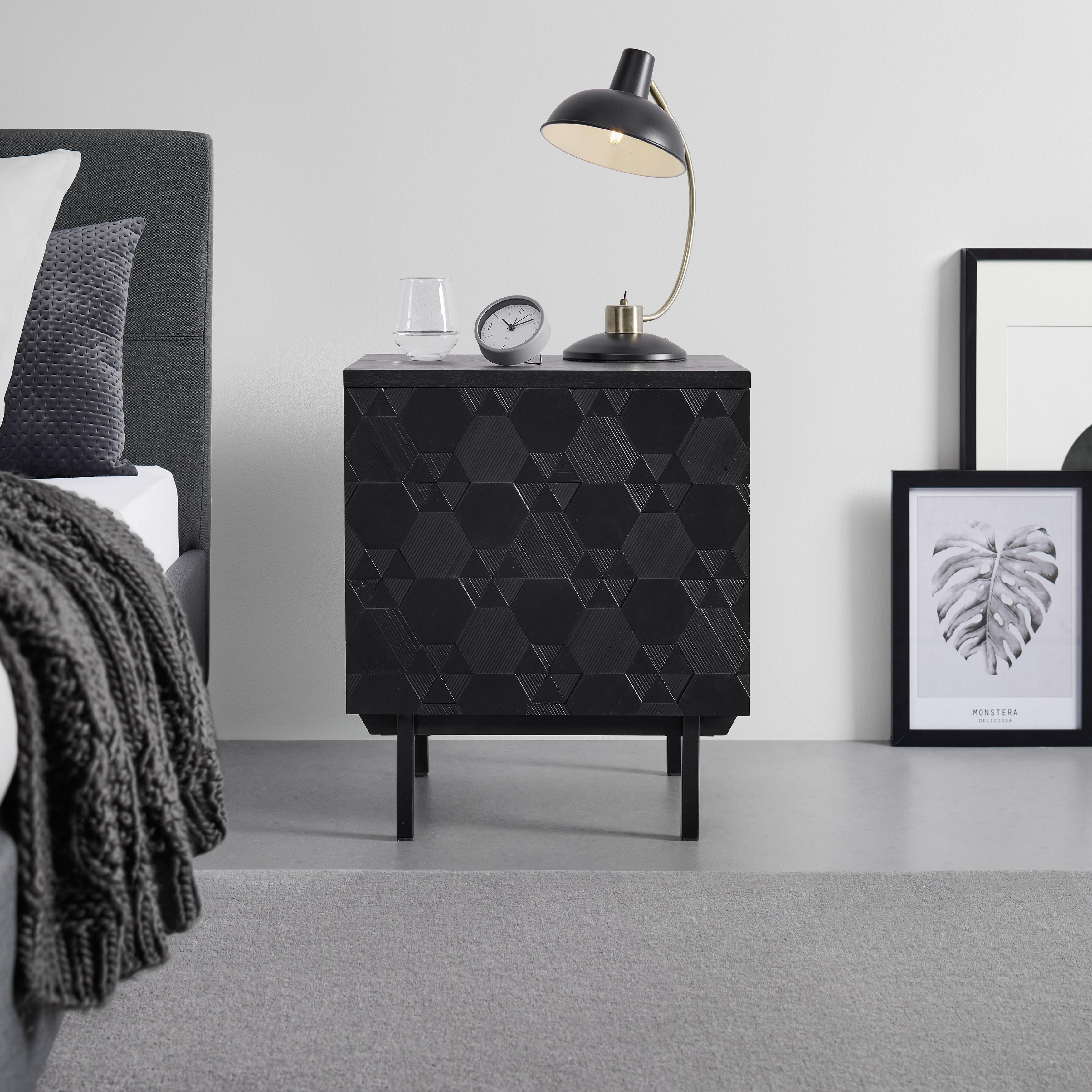 Noční Stolek Roma - černá, Moderní, kov/dřevo (48/56/38cm) - Bessagi Home