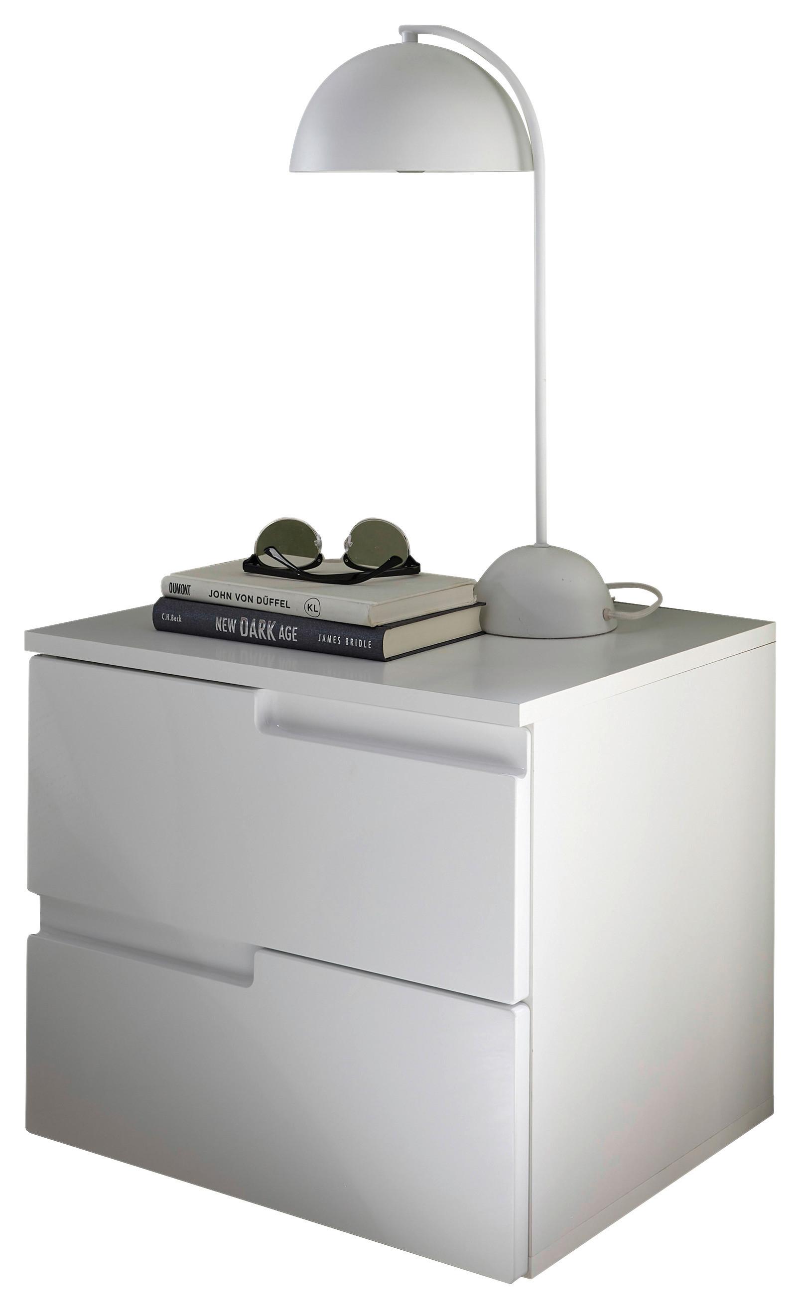 Nachtkästchen Weiß H: 41,7 cm, Spice 2 - Weiß Hochglanz/Schwarz, MODERN, Holzwerkstoff (46,2/41,7/40cm)