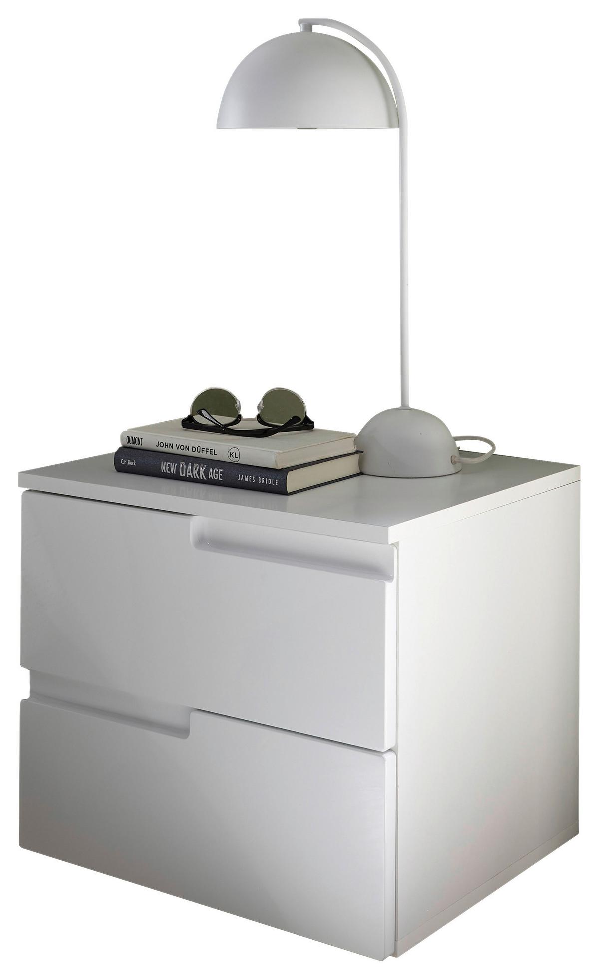 Nachtkästchen Weiß H: 41,7 cm, Spice 2 - Weiß Hochglanz/Schwarz, MODERN, Holzwerkstoff (46,2/41,7/40cm)